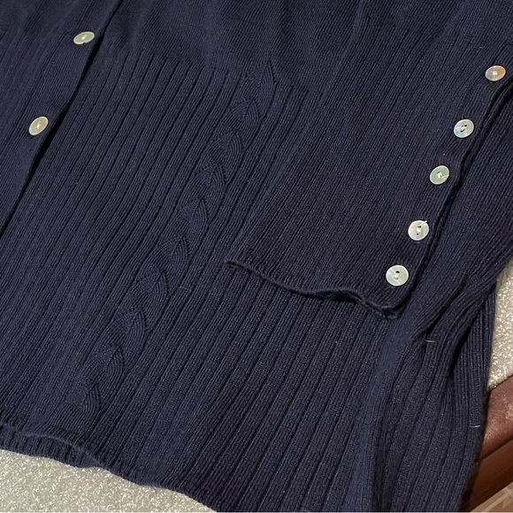 New Navy Blue button down cardigan classic academia XL Rayon / Nylon blend - Picture 5 of 7